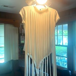 Cream tassel body shirt,size large, Beautiful with jeans and heels boots
